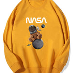 Space Bear Print Cotton Sweatshirt