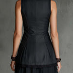 Vintage Boho Faux-Denim Panel Dress In Dark Ash Grey