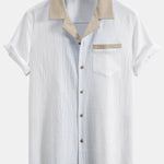 Textured Contrast Cuban Shirt & Straight Leg Pants