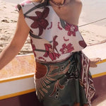 One Shoulder Sleeveless Floral Print One-piece Swimsuit