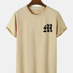 Letter Print Arc Hem T-Shirt