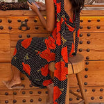 Margovil Cowl Neck Backless Floral Print Maxi Dress with Scarf