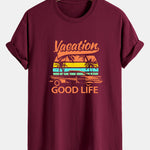 Regular Fit Good Life On Vacation Print Cotton T-Shirt