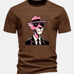 Regular Fit Pink Panther Gentleman Print Cotton T-Shirt