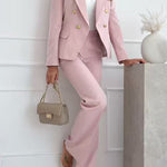 Notch Lapel Double Breasted Pocketed Blazer