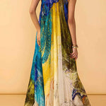 Halter Neck Sleeveless Printed Dress