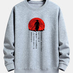 Japanese Samurai Print Relax Fit Sweatshirt