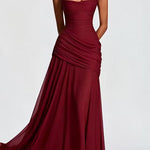 Margovil Sleeveless Back Criss Cross Solid Flowy Maxi Dress