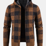 Plaid Zip Up Hooded Sweater