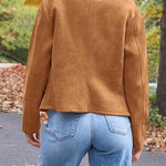 Margovil Zip Up Pocketed Faux Suede Moto Jacket(in 7 Colors)