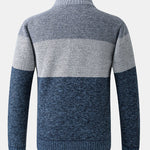 Color Block Patchwork Zip Up Sweater