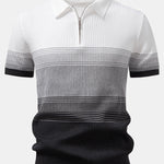 Striped Gradient Knitted Polo Shirt & Slim Fit Tapered Trousers