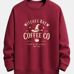 Witches Brew Coffee Halloween Print Relax Fit Sweatshirt