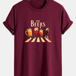 Regular Fit Beer Print Cotton T-Shirt