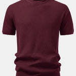 3 Pieces Ribbed Crew Neck Knit T-Shirt