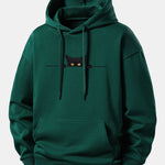 Black Cat Print Relax Fit Hoodie