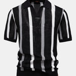 Stripe Knit V Neck Polo Shirt & Cotton Chino Shorts