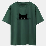 Black Cat Print Drop Shoulder Oversize T-Shirt