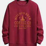 Halloween Witches Brew Coffee Print Relax Fit Sweatshirt