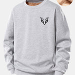 Deer Head Print Teddy Fleece Lined Sweatshirt