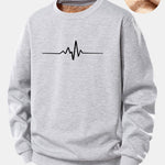 Heartbeat Print Teddy Fleece Lined Sweatshirt