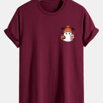 Regular Fit Halloween Ghost Pumpkin Print Cotton T-Shirt