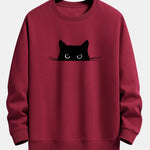 Black Cat Print Relax Fit Sweatshirt