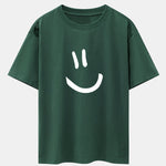 Smiley Face Print Drop Shoulder Oversize T-Shirt