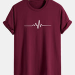 Regular Fit Heartbeat Flatline Print Cotton T-Shirt