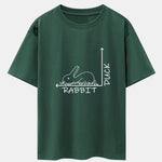 Rabbit Or Duck Optical Illusion Print Drop Shoulder Oversize T-Shirt