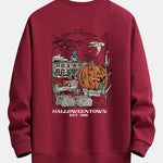 Halloween Pumpkin Town Print Relax Fit Sweatshirt