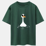 Sunglasses Goose Print Drop Shoulder Oversize T-Shirt
