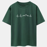 Heartbeat Mountain Print Drop Shoulder Oversize T-Shirt
