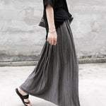 Casual Solid Color Elasticity Waist Pleated Skirts