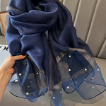 Sun-Protection Beaded See-Through Shawl&Scarf