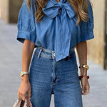 Blue Lace Denim Shirt
