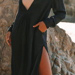Linen Blend Pocketed Cover-up Dress