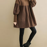 Knitting Pleats Split-Joint High-Neck Pullover Top