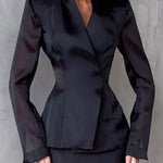 Perfectly Shaped Organza V-neck Long Sleeve Hourglass Cut Blazer