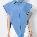 Original Solid Color Irregularity Geometry Blouse Tops
