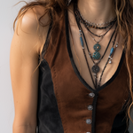 Vintage Contrast Trim Suede Vest