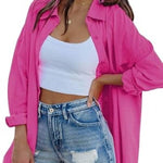 Rose Pink Loose Long Shirt
