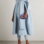Cap Sleeve Solid Color Round-Neck Cape Pants Pants Set Two Pieces Set