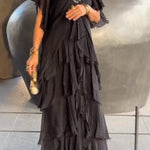 Elegant V-neck Fashionable Cake Long Dress