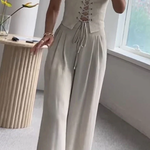 Commuter All-Match String Top & Pants Two-Piece Set