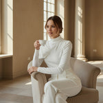 Irregularity Long Sleeves Asymmetric Pleated Solid Color High Neck Sweatshirt Tops