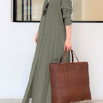 Original Solid Color Lapel Shirt Dress