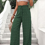 High Waist Jacquard Wide Leg Pants Casual Trousers