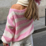 Loose Striped Fashionable All-match Long Sleeve Knitted Sweater