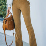 High Waist Slim Micro Corduroy Elastic Waist Lounge Pants